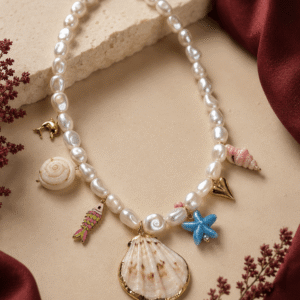قلادة لؤلؤية بتعليقات بحرية / Pearl-Style Sea Charm Necklace