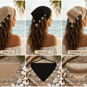 باندانا كروشيه بصدف ونجمة بحر / Crochet Bandana with Shell & Starfish Charms