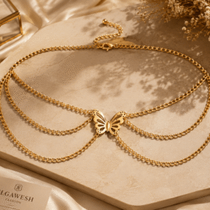 حزام خصر فراشة ذهبي قابل للتعديل / Gold Butterfly Waist Chain Belt